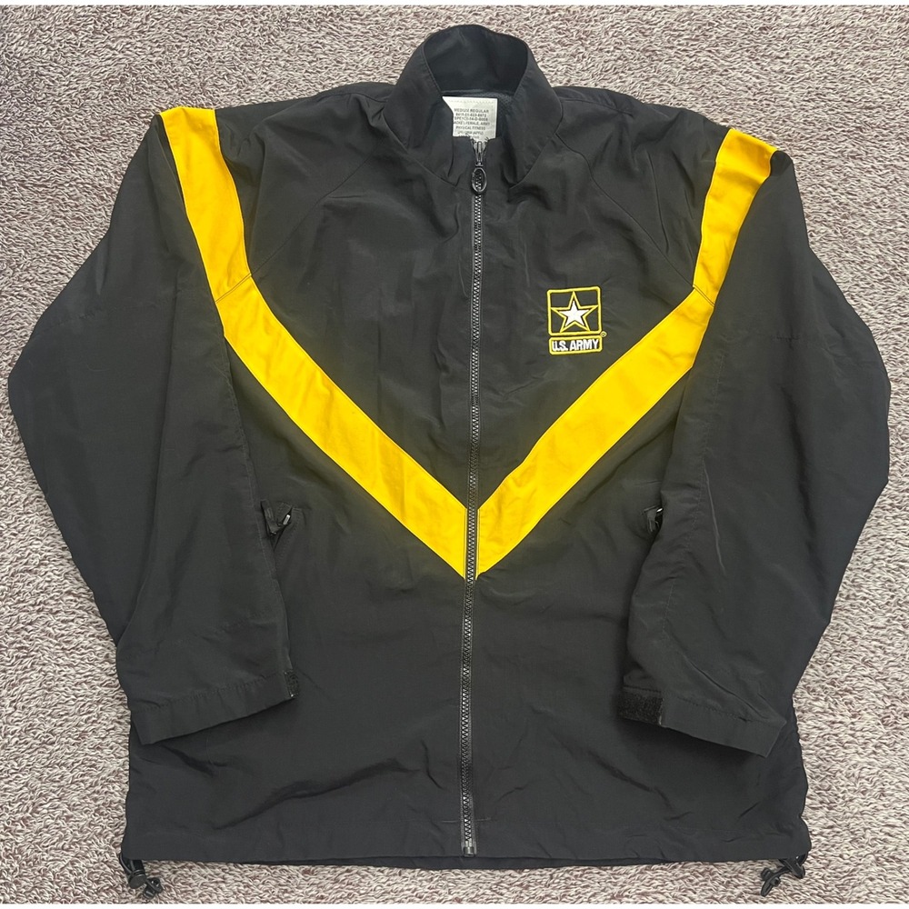 US Army APFU Physical Fitness Uniform Jacket Black Yellow Medium Regular Womens